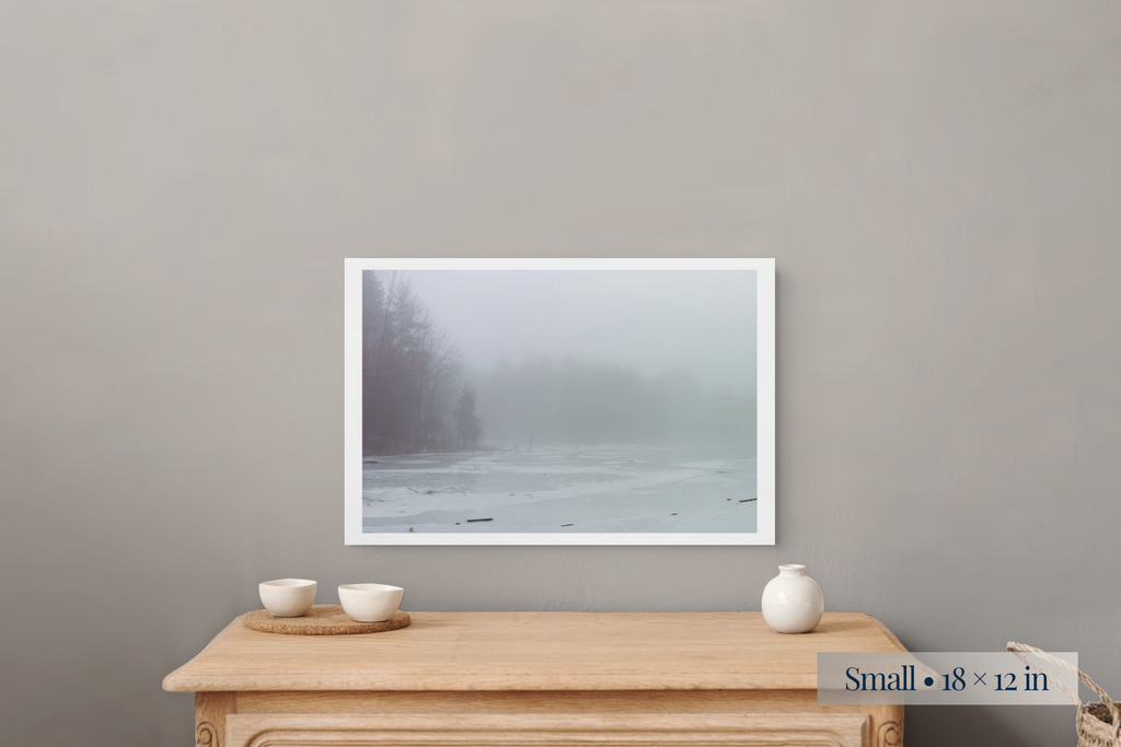 Small: More Than What Is Evident shown as a Small 18 × 12-inch print above a nightstand.