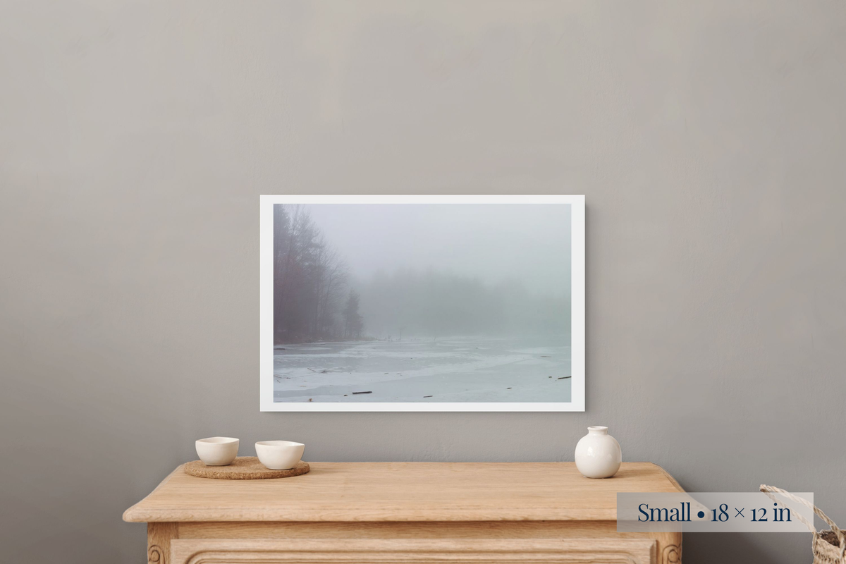 Small: More Than What Is Evident shown as a Small 18 × 12-inch print above a nightstand.
